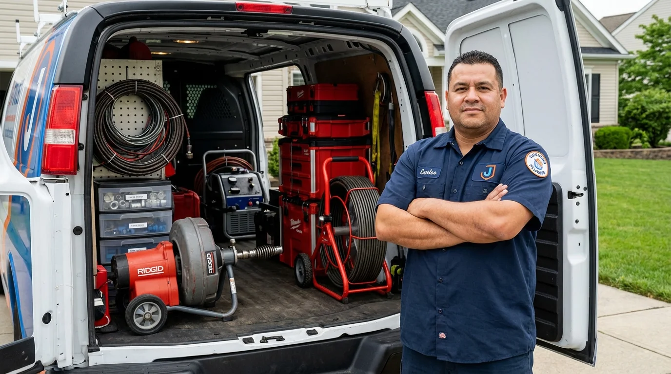 Professional drain cleaning equipment and Johns Plumbing LLC plumber in Exeter